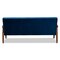 Baxton Studio Sorrento Blue Velvet Upholstered Walnut Finished Wooden 3-seater Sofa 160-9940 - alternate 8